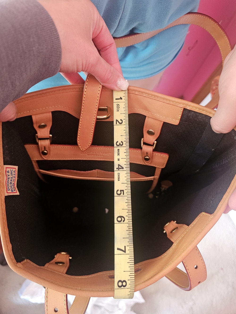Dooney & Bourke Black Canvas Tote with Tan Leather Trim - Picture 14 of 16